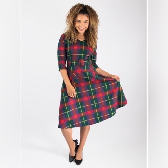 Collectif Dresses & Skirts - Collectif Red and Green Plaid Dress